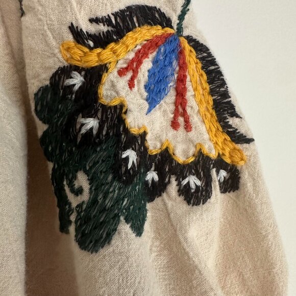 Zara Romy Tunic Mini Dress Embroidered Floral Linen Blend Boho - XS - Picture 9 of 10